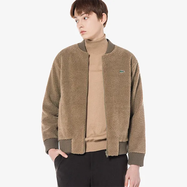Áo Khoác Nam Lacoste Sherpa Stadium Neck Jumper SH680E Màu Nâu Size 5 - Thời trang - Vua Hàng Hiệu