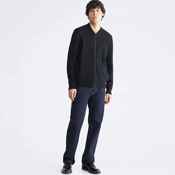 Áo Khoác Len Nam Calvin Klein CK SP40588414 - BLK Smooth Cotton Sweater Bomber Jacket Màu Đen Size M - Thời trang - Vua Hàng Hiệu