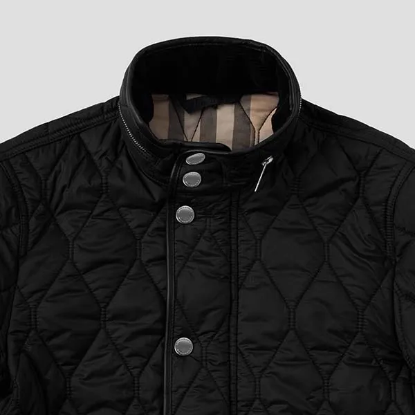 Áo Khoác Nam Burberry Black Quilted Collar Zipper 40368721 Màu Đen - Thời trang - Vua Hàng Hiệu