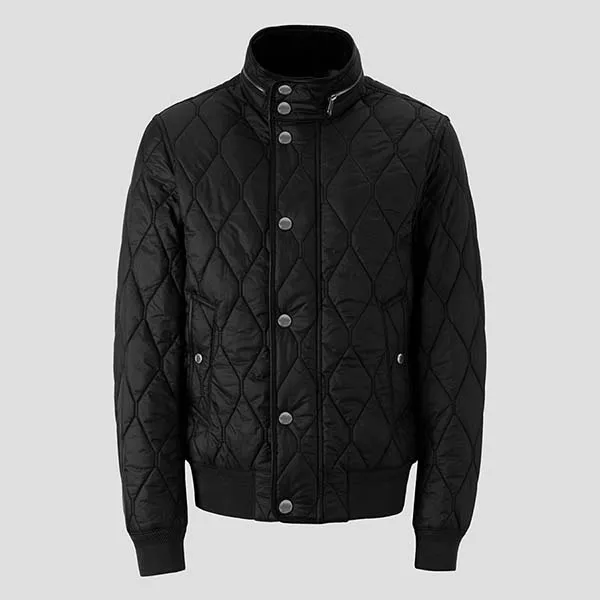 Áo Khoác Nam Burberry Black Quilted Collar Zipper 40368721 Màu Đen - Thời trang - Vua Hàng Hiệu