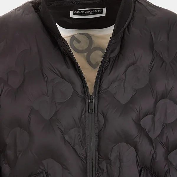 Áo Khoác Nam Dolce & Gabbana D&G Logo-Quilted Bomber Jacket G9XR0TGF076S9000 Màu Đen Size 44