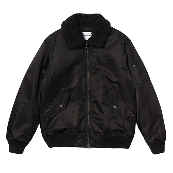 Áo Khoác Nam Lacoste Men's Sherpa Collar Padded Bomber Jacket BH8405 Màu Đen Size 46