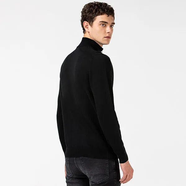 Áo Khoác Nam Lacoste Men's Stand-up Collar Organic Cotton Zippered Sweater AH1957 - 031 Màu Đen Size 3