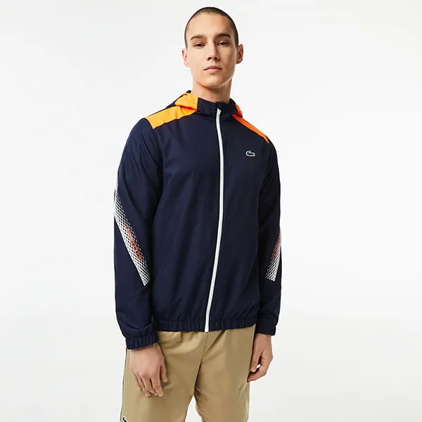 Áo Khoác Nam Lacoste Tennis Recycled Polyester Hooded Jacket BH5045 - AG4 Màu Xanh Navy Size 50