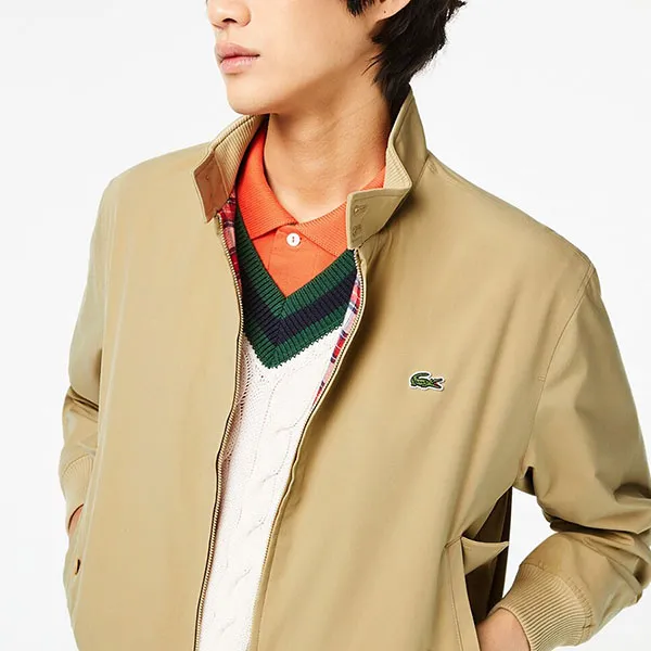 Áo Khoác Nam Lacoste Men's Water-Repellent Light Twill Jacket BH0538 - KU4 Màu Be Size 48