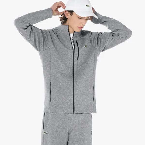 Áo Khoác Nỉ Nam Lacoste Sports Poly Stretch Training Setup Top SH391E CCA Màu Xám Size 5