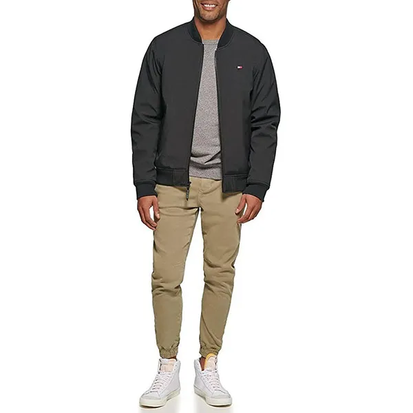 Áo Khoác Nam Tommy Hilfiger Men's Lightweight Varsity Rib Knit Bomber Jacket 152AP800 - BLK Màu Đen Size S - Thời trang - Vua Hàng Hiệu