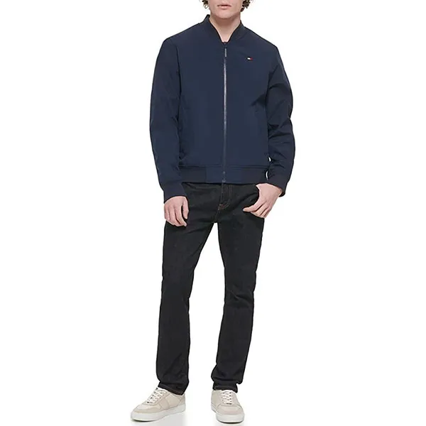 Áo Khoác Nam Tommy Hilfiger Men's Lightweight Varsity Rib Knit Bomber Jacket 152AP800 - NVY Màu Xanh Navy Size M