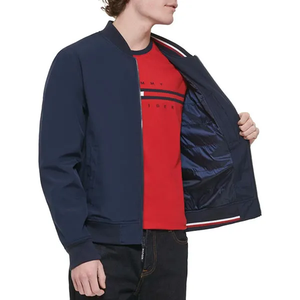 Áo Khoác Nam Tommy Hilfiger Men's Lightweight Varsity Rib Knit Bomber Jacket 152AP800 - NVY Màu Xanh Navy Size M