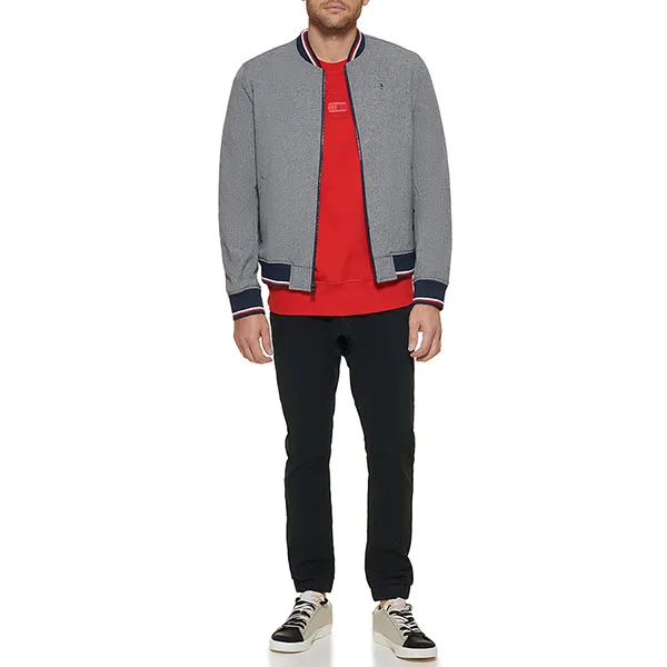 Áo Khoác Nam Tommy Hilfiger Men's Lightweight Varsity Rib Knit Bomber Jacket 159AP425 - HGR Màu Ghi Xám Size S