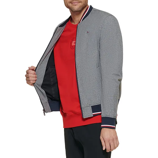 Áo Khoác Nam Tommy Hilfiger Men's Lightweight Varsity Rib Knit Bomber Jacket 159AP425 - HGR Màu Ghi Xám Size S