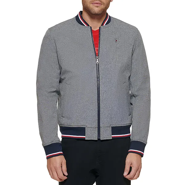 Áo Khoác Nam Tommy Hilfiger Men's Lightweight Varsity Rib Knit Bomber Jacket 159AP425 - HGR Màu Ghi Xám Size S