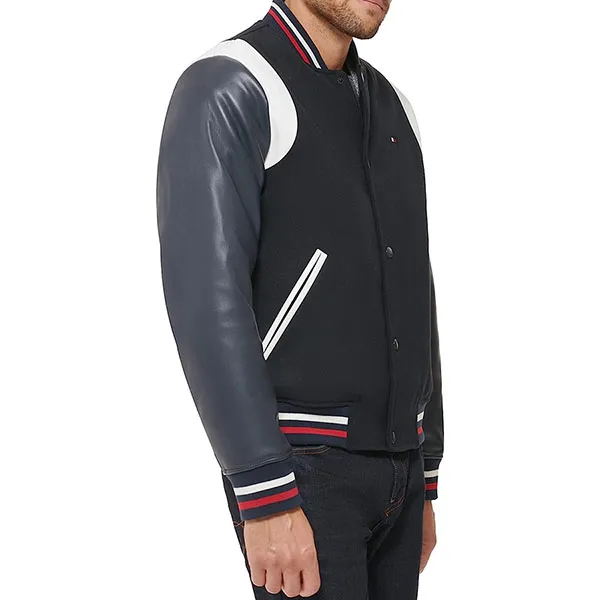 Áo Khoác Nam Tommy Hilfiger Men's Mixed Media Varsity Bomber Jacket AP853 Phối Màu Size M - Thời trang - Vua Hàng Hiệu