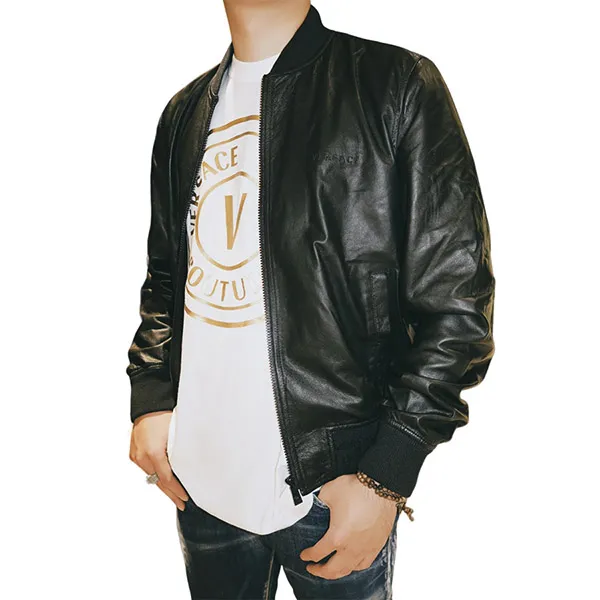 Áo Khoác Nam Versace Black Leather Logo Embroidered 1010117 1A07330 1B000 Màu Đen - Thời trang - Vua Hàng Hiệu