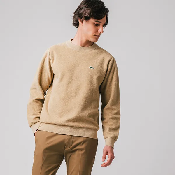 Áo Len Nam Lacoste Men’s Crew Neck AH0728L-02S Màu Be Size 3