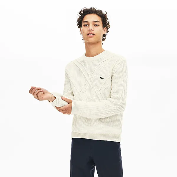 Áo Len Nam Lacoste Men’s AH7954-BQ9 Màu Trắng Kem Size 5