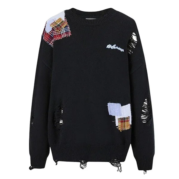 Áo Len Nữ 13 De Marzo Black Plaid Patch Broken FR-0050-0010 Màu Đen