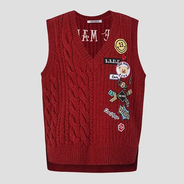 Áo Len Nữ 13 De Marzo Red Badges Knit Vest Tap Shoe FR0327-0010 Màu Đỏ - Thời trang - Vua Hàng Hiệu
