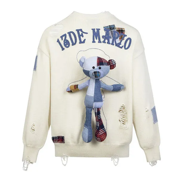 Áo Len Nữ 13 De Marzo White Plaid Patch Broken FR-0050-0020 Màu Trắng