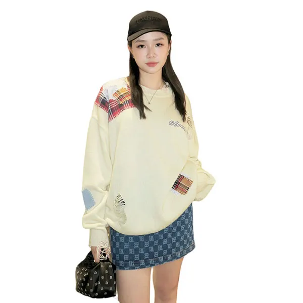 Áo Len Nữ 13 De Marzo White Plaid Patch Broken FR-0050-0020 Màu Trắng