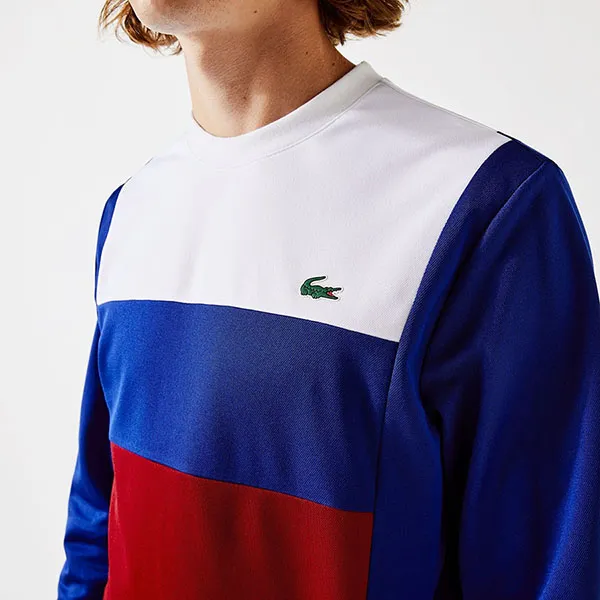 Áo Nỉ Nam Lacoste Sports Sweatshirt Sport Resistant Colorblock Pique Sweatshirt SH6941-ZTQ Màu Xanh Đỏ Size 4