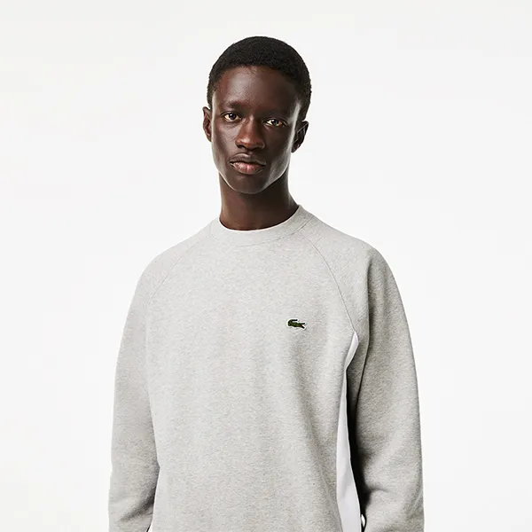 Áo Nỉ Nam Sweater Lacoste Brushed Fleece Colourblock SH5605 Màu Xám