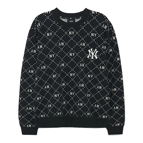 Áo Nỉ Sweater MLB Dia Monogram Allover Jacquard Comfortable Fit New York Yankees 3AMTM0134-50BKS Màu Đen