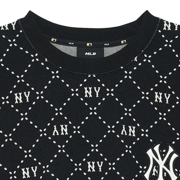 Áo Nỉ Sweater MLB Dia Monogram Allover Jacquard Comfortable Fit New York Yankees 3AMTM0134-50BKS Màu Đen