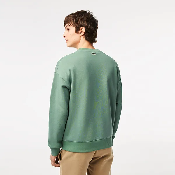 Áo Nỉ Sweater Nam Lacoste Crew Neck Loose Fit Croc Print SH8248 Màu Xanh Green