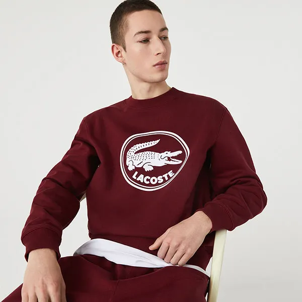 Áo Nỉ Unisex Lacoste 3D Logo Organic Cotton Fleece Sweatshirt SH7582-Z7F Màu Đỏ Đô Size XL - Thời trang - Vua Hàng Hiệu