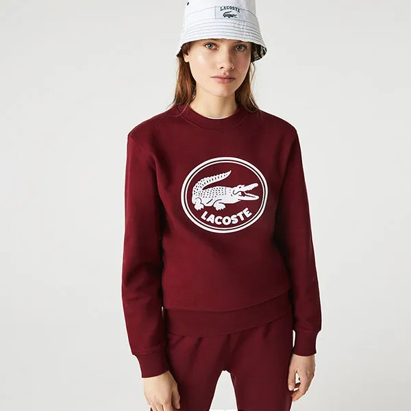Áo Nỉ Unisex Lacoste 3D Logo Organic Cotton Fleece Sweatshirt SH7582-Z7F Màu Đỏ Đô Size XL - Thời trang - Vua Hàng Hiệu