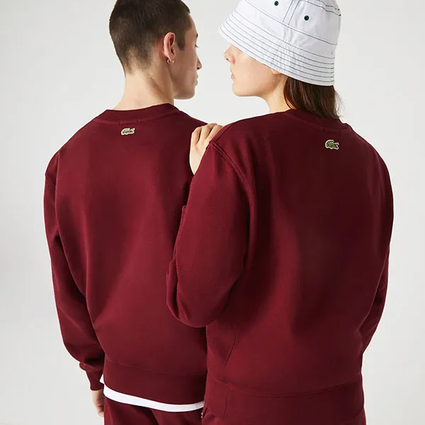 Áo Nỉ Unisex Lacoste 3D Logo Organic Cotton Fleece Sweatshirt SH7582-Z7F Màu Đỏ Đô Size XL - Thời trang - Vua Hàng Hiệu