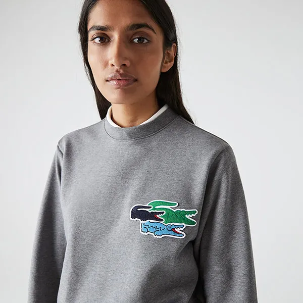 Áo Nỉ Unisex Lacoste Crew Neck Organic Cotton Sweatshirt SH9882-1VQ Màu Xám Size S