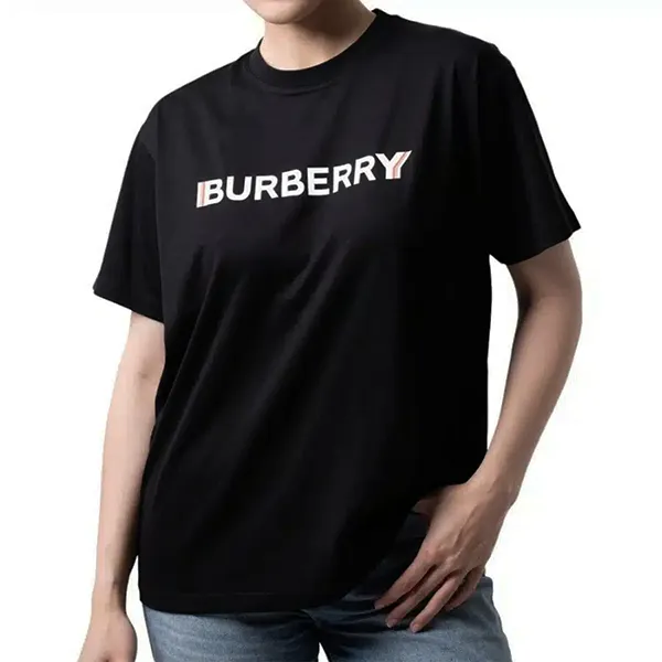 Áo Phông Burberry Logo Print Cotton T-Shirt Màu Đen Size XS