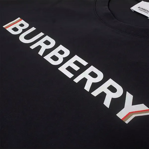 Áo Phông Burberry Logo Print Cotton T-Shirt Màu Đen Size XS
