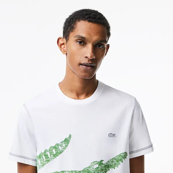Áo Phông Nam Lacoste Men's Regular Fit Organic Cotton Jersey T-Shirt TH8249-00-001 Màu Trắng Size 3