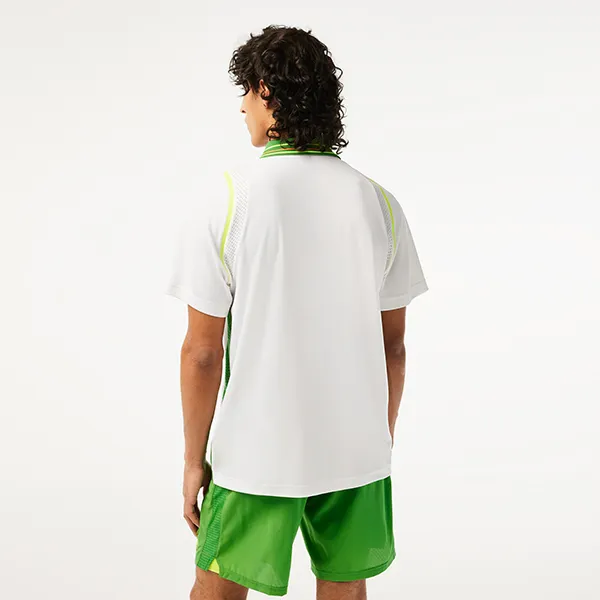 Áo Polo Nam Lacoste Men’s SPORT Roland Garros Edition Ultra-Dry Two Tone DH6071-YCI Màu Trắng Xanh Size 4