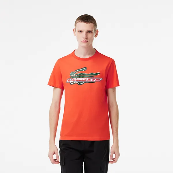 Áo Phông Nam Lacoste Sport Regular Fit Organic Cotton T-Shirt TH5156 Màu Cam