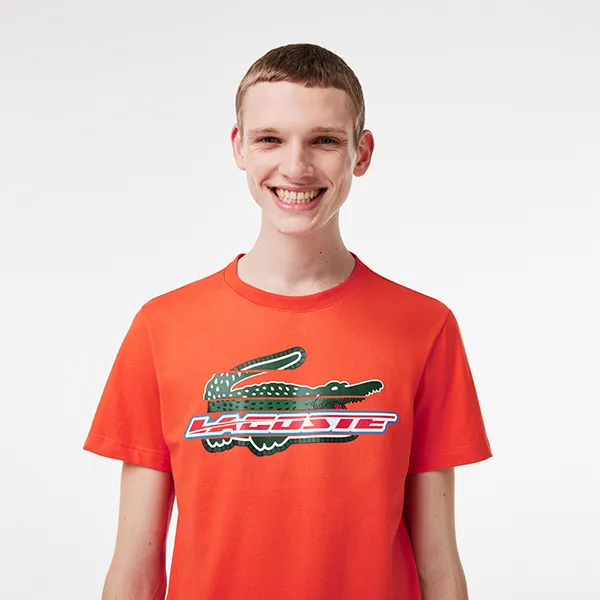 Áo Phông Nam Lacoste Sport Regular Fit Organic Cotton T-Shirt TH5156 Màu Cam