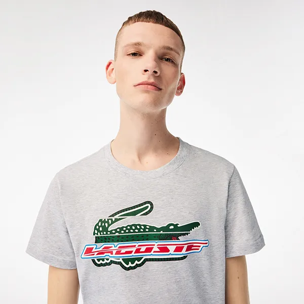Áo Phông Nam Lacoste Sport Regular Fit Organic Cotton T-Shirt TH5156-51-CCA Màu Xám Size 3