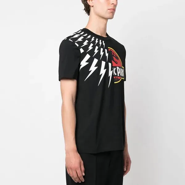 Áo Phông Nam Neil Barrett Jurassic Park Thunderbolt-Print T-Shirt Màu Đen Size XS