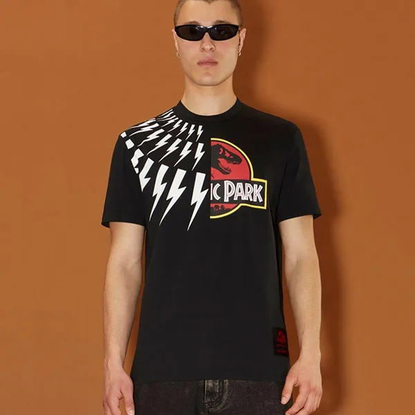 Áo Phông Nam Neil Barrett Jurassic Park Thunderbolt-Print T-Shirt Màu Đen Size XS