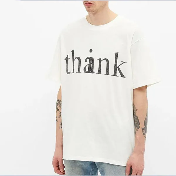 Áo Phông Unisex Gucci Think/Thank Print Oversize Tshirt Màu Trắng - Thời trang - Vua Hàng Hiệu