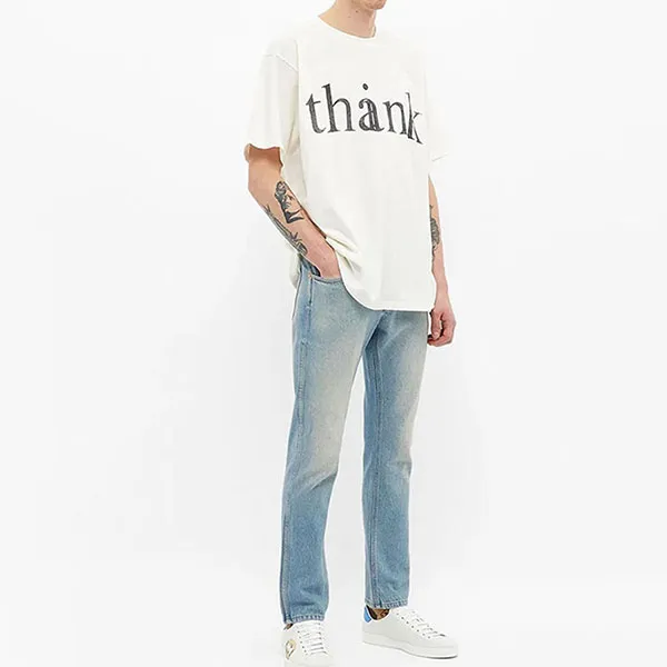 Áo Phông Unisex Gucci Think/Thank Print Oversize Tshirt Màu Trắng - Thời trang - Vua Hàng Hiệu
