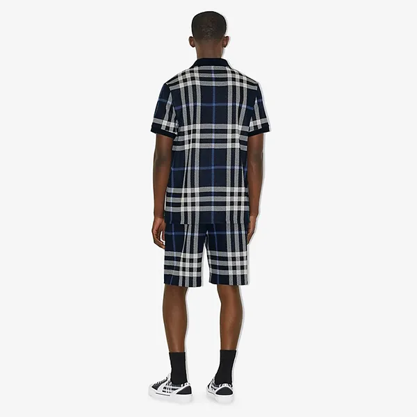 Áo Polo Nam Burberry Check Cotton Jacquard Polo Shirt 80706671 Màu Xanh Kẻ