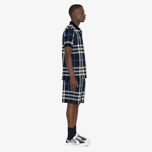 Áo Polo Nam Burberry Check Cotton Jacquard Polo Shirt 80706671 Màu Xanh Kẻ