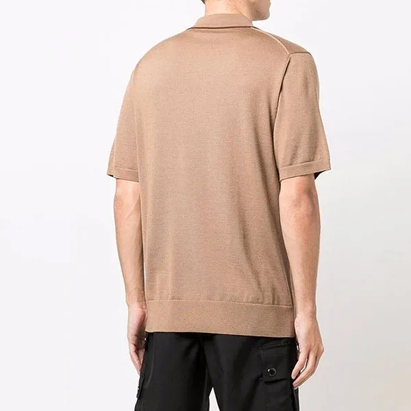 Áo Polo Nam Burberry Motif Wool Silk Cashmere Shirt Màu Be - Thời trang - Vua Hàng Hiệu