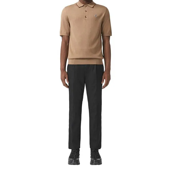 Áo Polo Nam Burberry Motif Wool Silk Cashmere Shirt Màu Be - Thời trang - Vua Hàng Hiệu