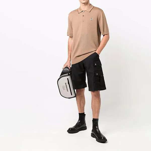 Áo Polo Nam Burberry Motif Wool Silk Cashmere Shirt Màu Be - Thời trang - Vua Hàng Hiệu