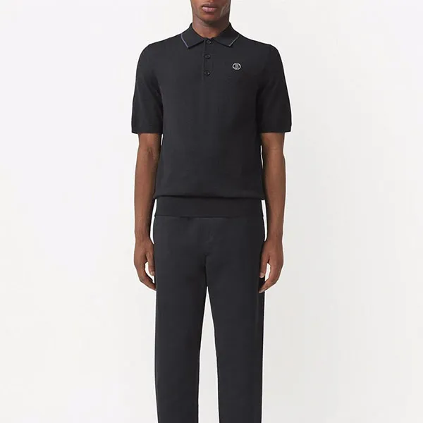 Áo Polo Nam Burberry Motif Wool Silk Cashmere Shirt Màu Đen - Thời trang - Vua Hàng Hiệu